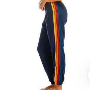 Aviator Nation Dark Blue Joggers with Multicolor Stripes